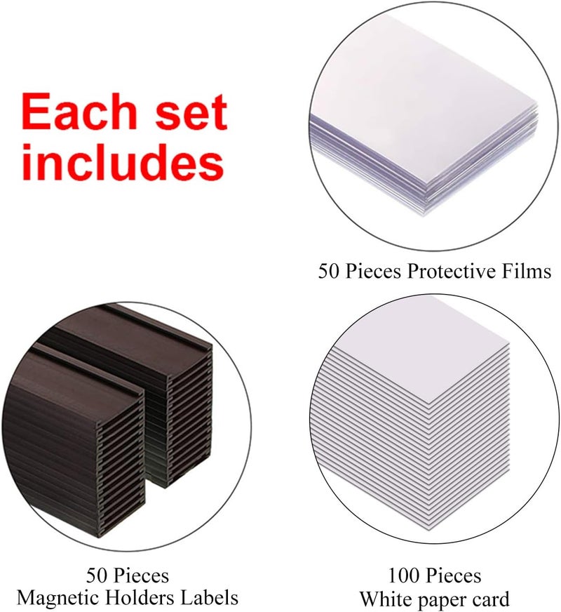 MVISUAL Store C Channel Magentic Label Holders 2x5.5 Inches with Paper Inserts and Clear Plastic Protectors,Magnetic Data Card Holders File Cabinet Labels,Pack of 50 - Image 3